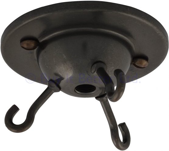3 Hook Ceiling Rose Plate Light Fitting Glass Shade Chandelier Bronze with Screws