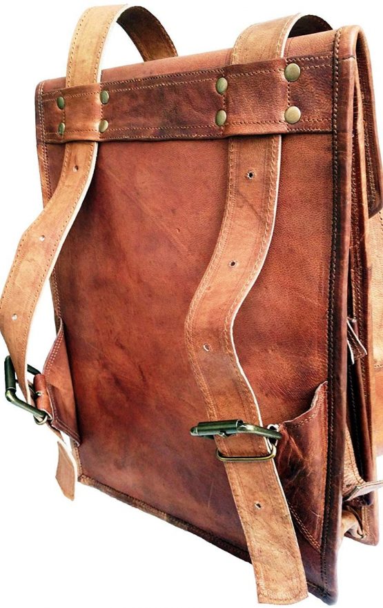 Jaald Convertible Leather 15.6" Laptop Bag Backpack Messenger Bag Office Briefcase - Image 3