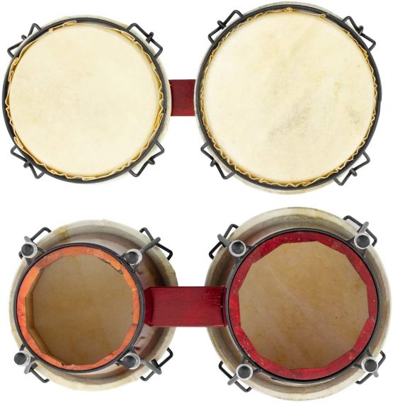 World Rhythm BON7 6” & 7” Beginners Oak Bongo Drums - Wine Red Bongos - Image 2