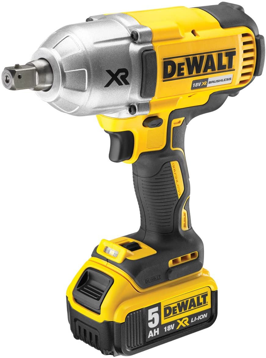 DEWALT DCF899P2-GB High Torque Impact Wrench 18V Cordless Brushless (2 x 5Ah Batteries), 18 V, Yellow/Black, 2 x 5.0Ah Li-Ion
