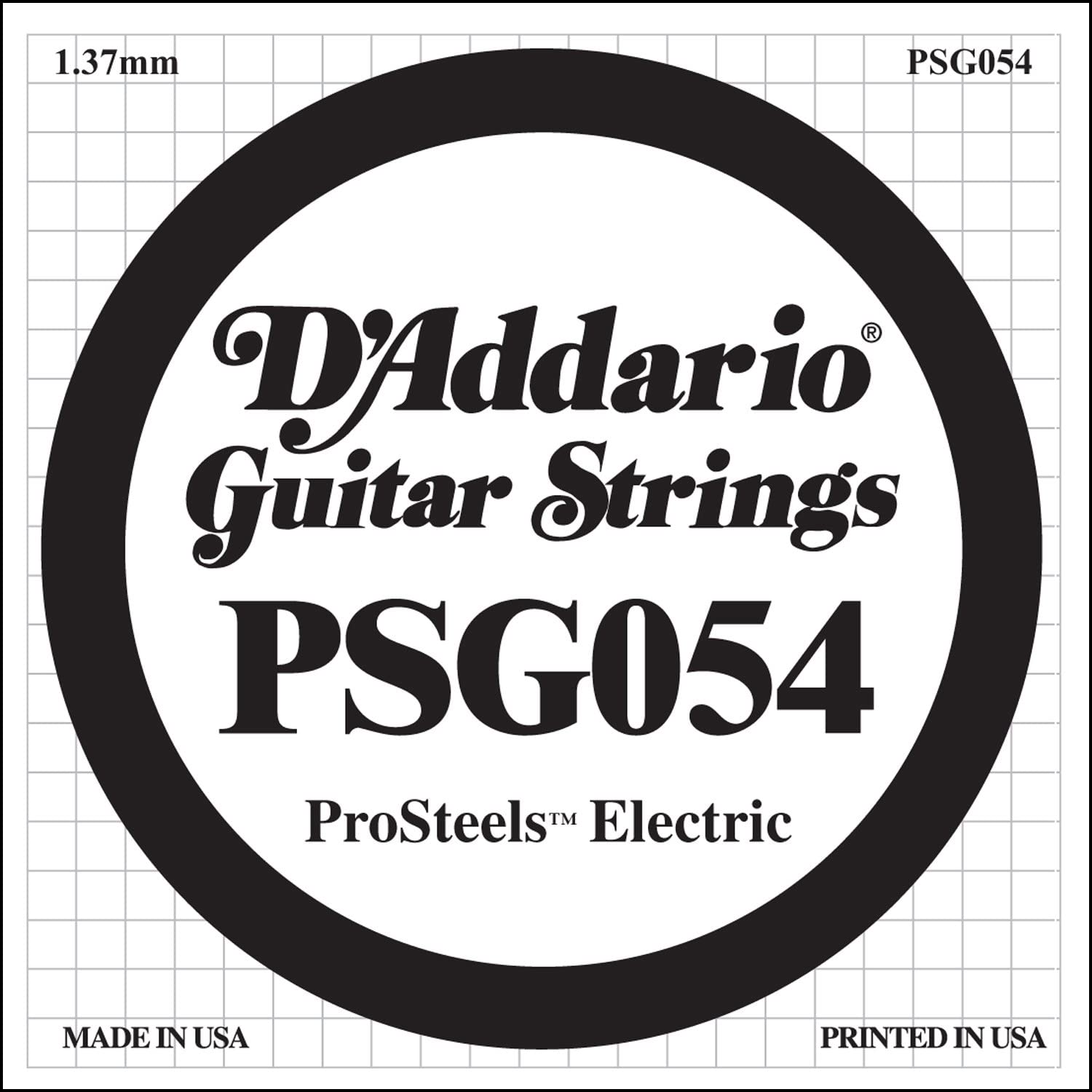 D'Addario PSG054 0.054 ProSteels Single String for Electric Guitar, transparent, 054 gauge