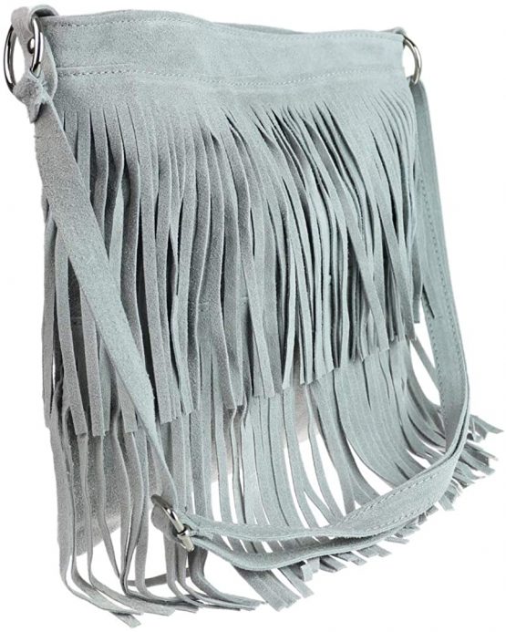 Girly Handbags Genuine Suede Fringe Shoulder Bag Crossbody Slouch Elegant Designer Womens Fashion - Image 2