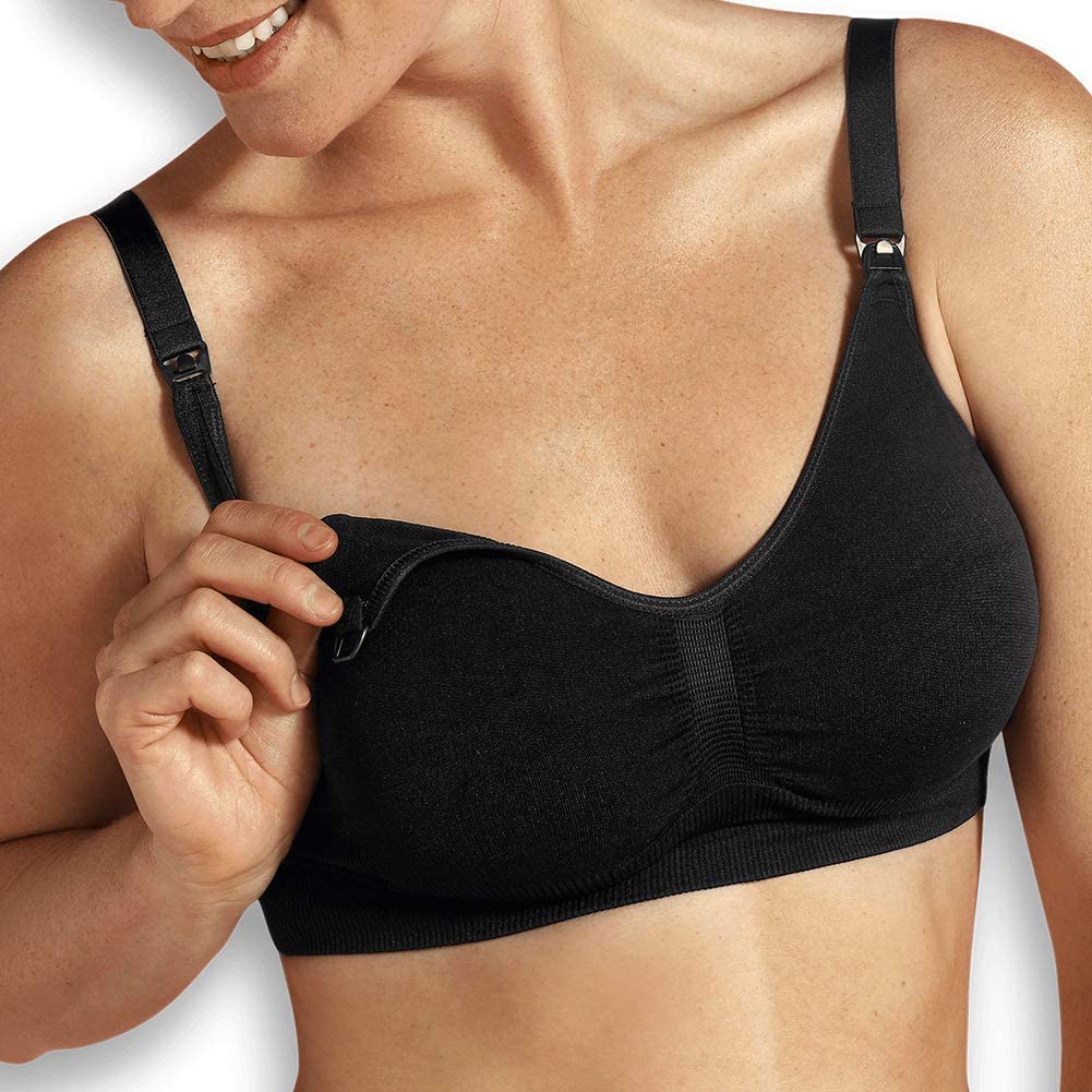 Carriwell Seamless Nursing Bra (Large, Black)
