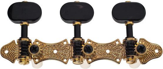 Golden Gate F-2113 Deluxe Classical Guitar Tuners - 2 Planks (3+3) - Gold & Black