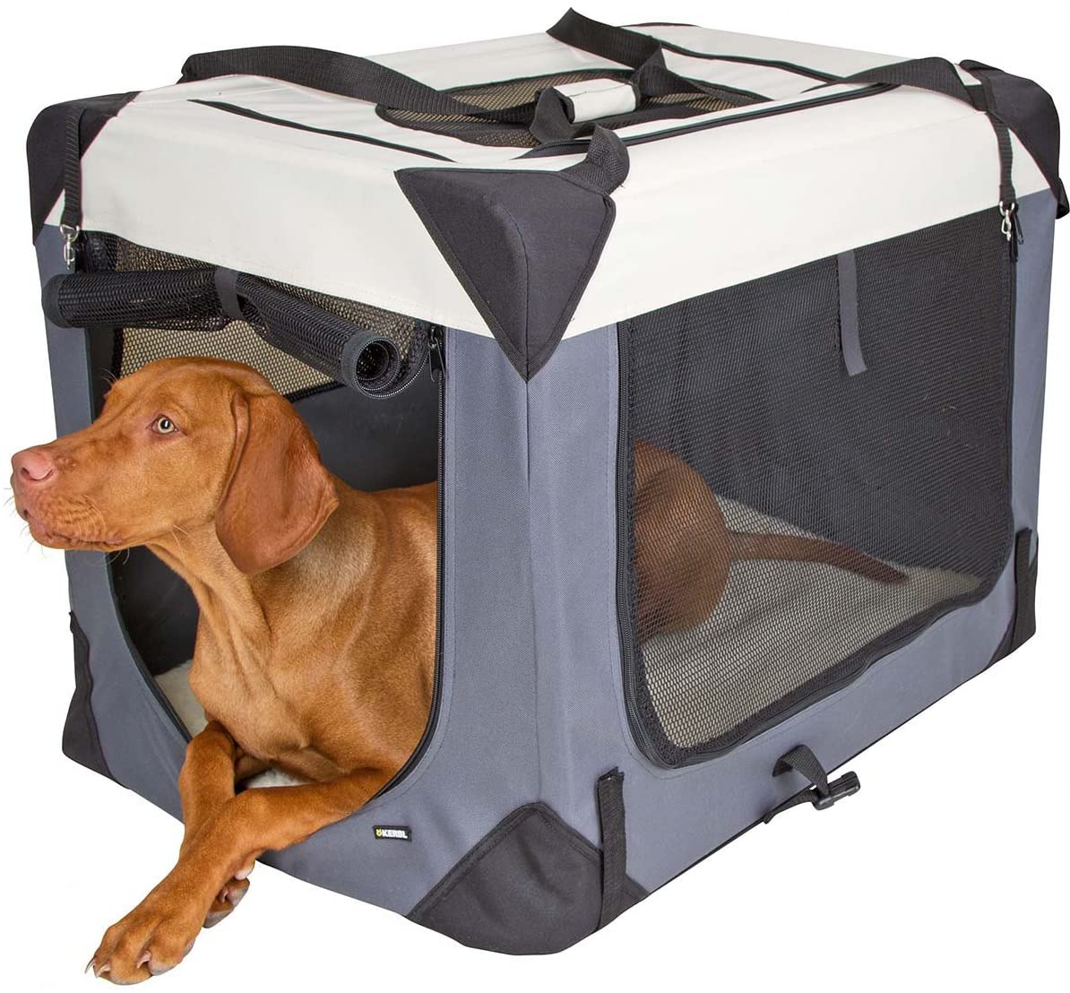 Kerbl Travel Box Journey, 81 x 58 x 58 cm, Grey/Beige, gray, 81 cm L x 58 cm W x 58 cm H