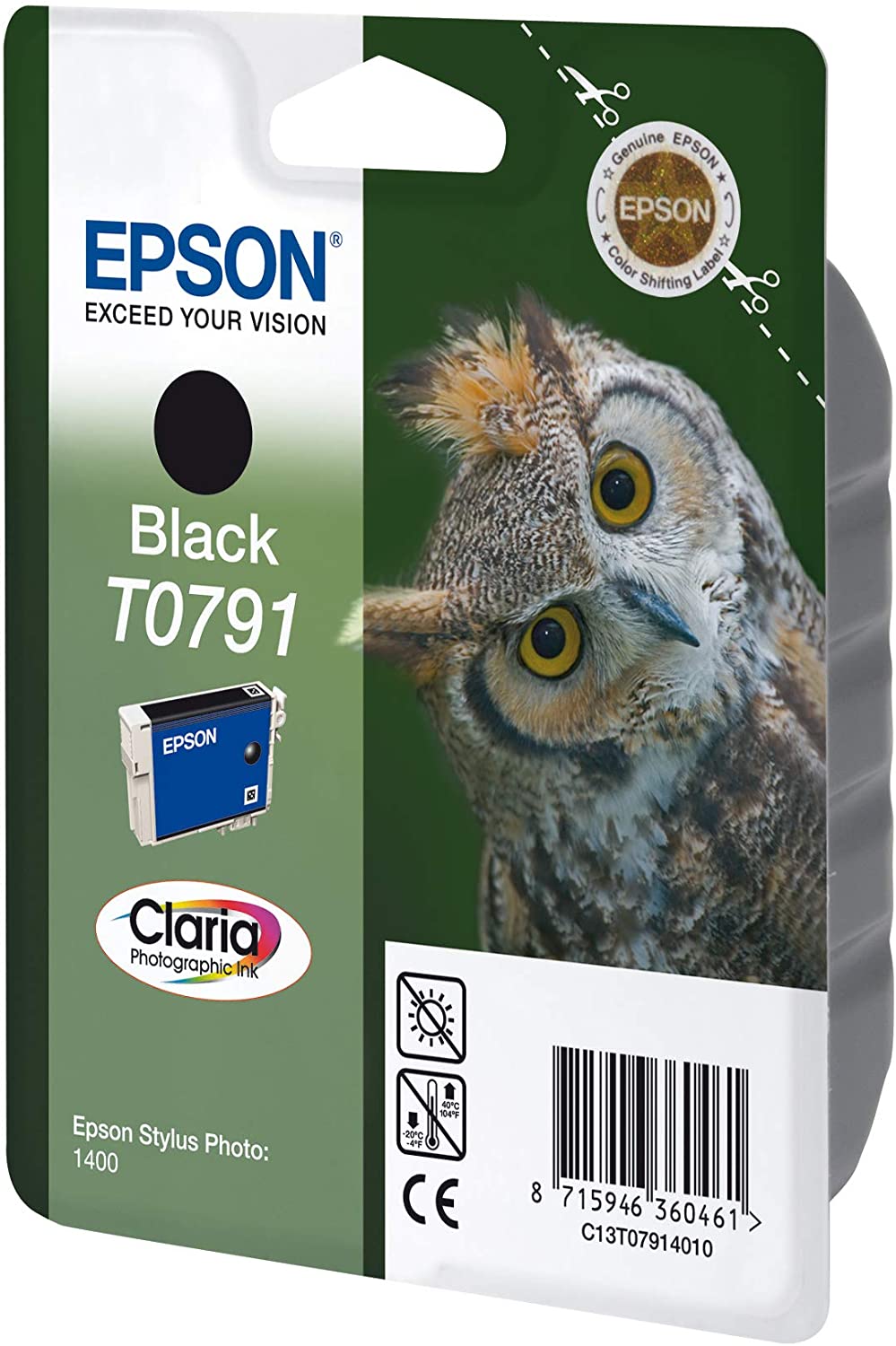 Epson Original T0791 Ink Cartrdge for Stylus Photo 1400 (Owl), Black, Genuine - Image 3