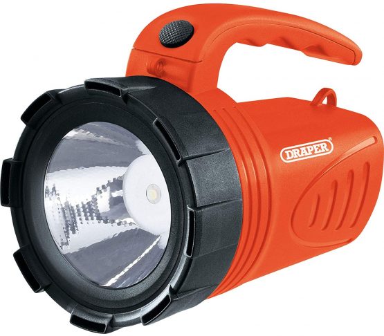 Draper 66013 3W LED Rechargeable Spotlight Torch Orange Camping Garage Home
