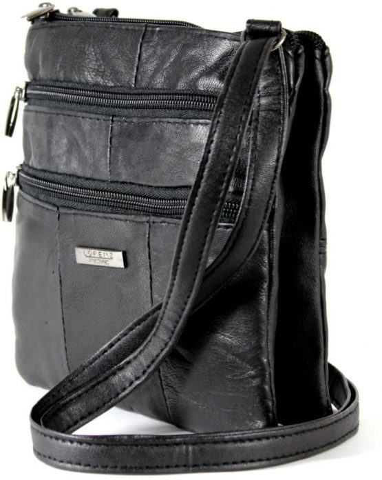 Lorenz Ladies Small Genuine Soft Leather Cross Body / Shoulder Bag (1) # 1941 - Black - Image 2