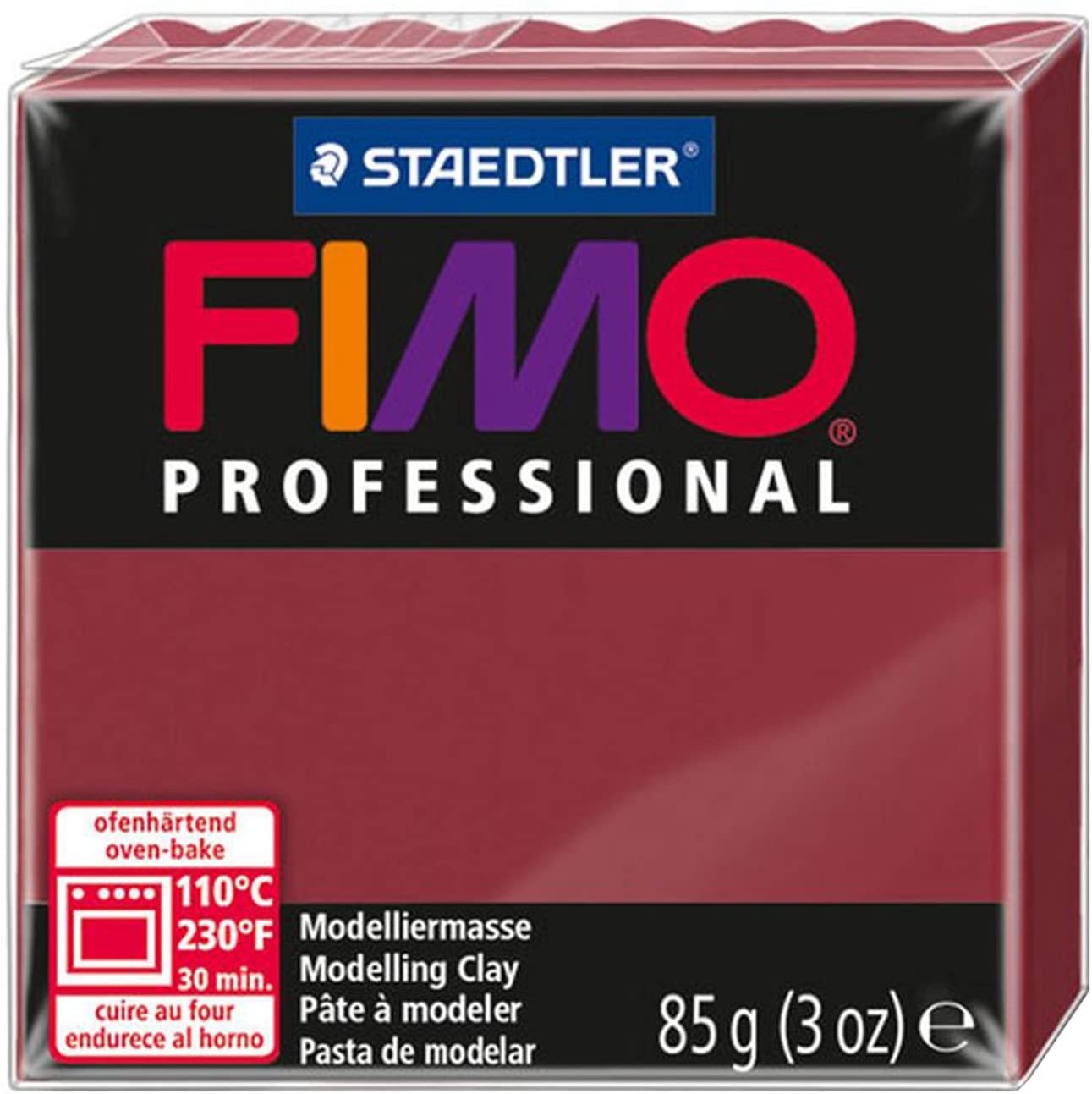 STAEDTLER 8004-23 FIMO Professional Oven-Hardening Polymer Modelling Clay, 85g - Bordeaux (Single Block)