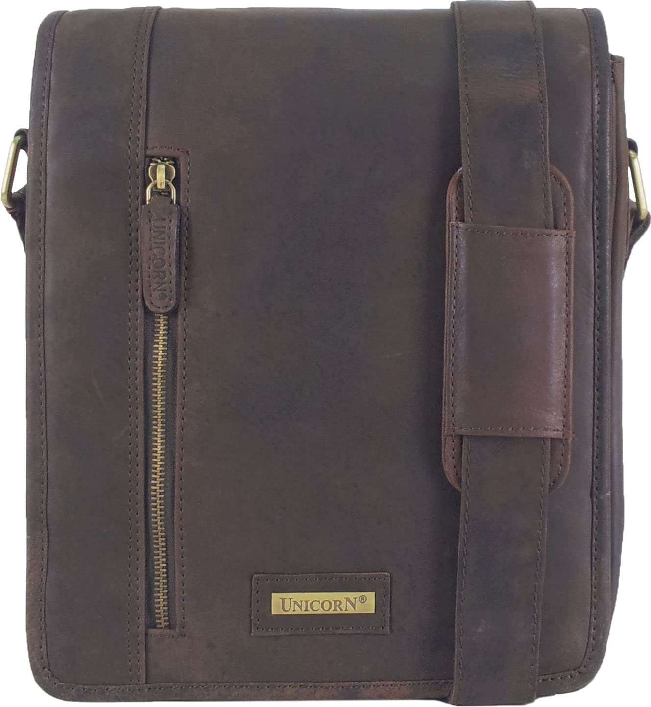 Unicorn Real Leather Brown iPad, Ebook Accessories, or Tablet Messenger Bag #6k - Image 2