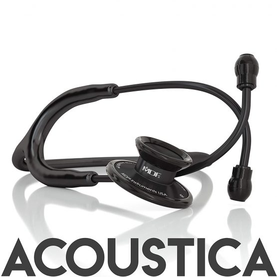 MDF® Acoustica® Deluxe Lightweight Dual Head Stethoscope - Free-Parts-for-Life & Lifetime-Warranty - All Black (MDF747XPBO) - Image 2