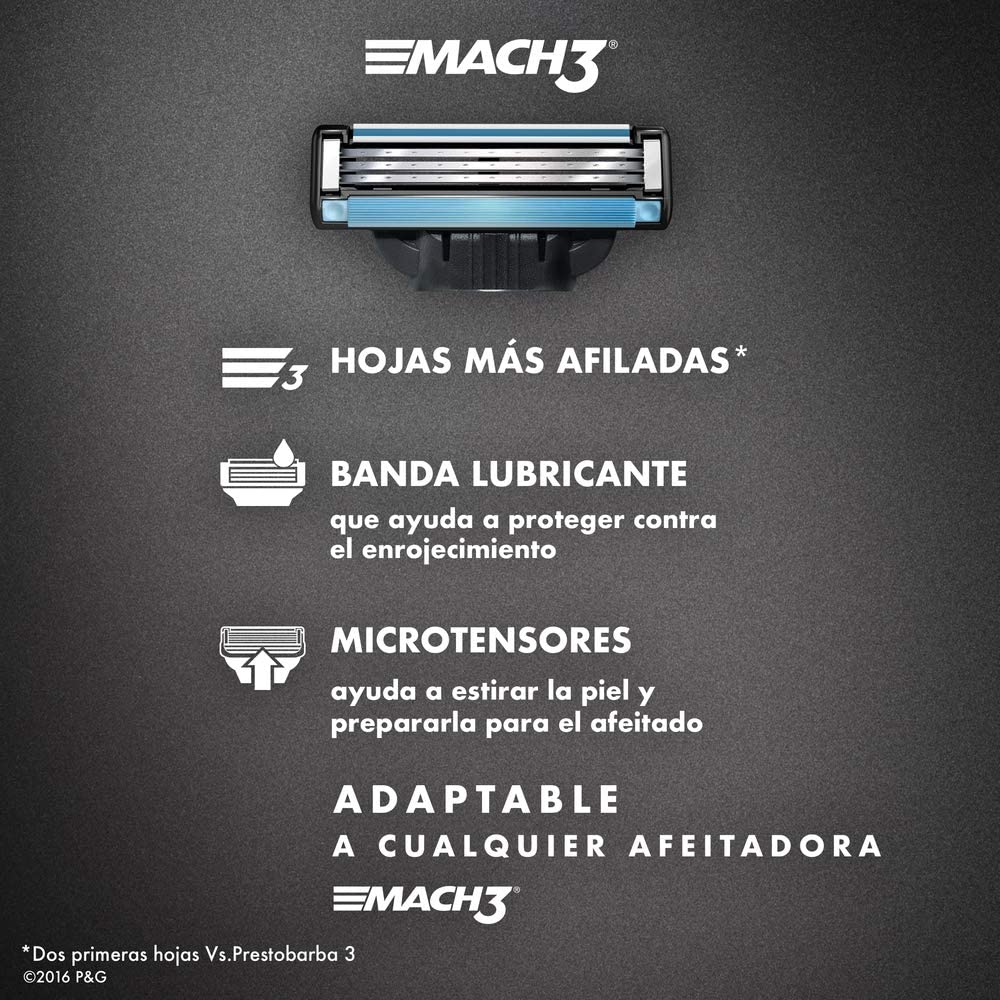 Gillette Mach 3, 1 Pack of 4 cartridges, 1 count (Pack of 4) - Image 4