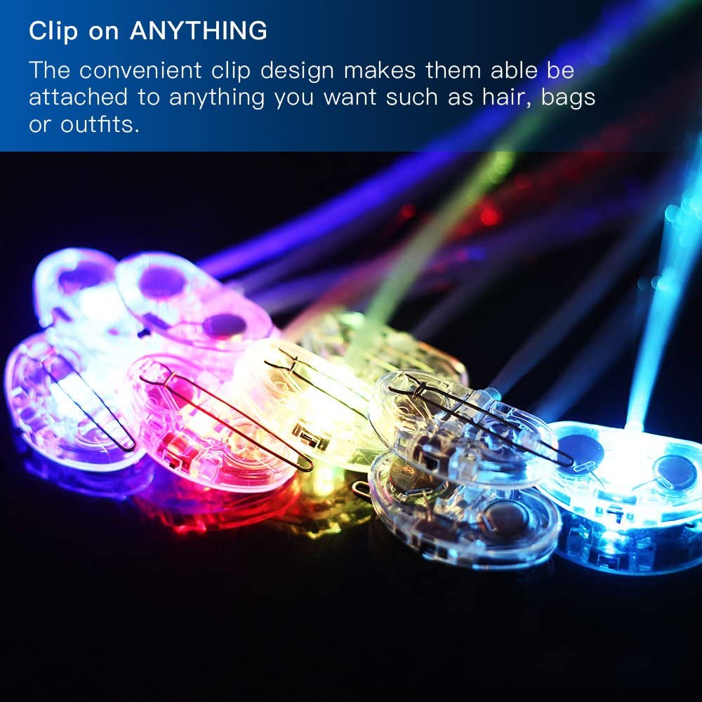 NOVELTY PLACE [Party Stars 14 inch LED Light-Up Optic Fiber Hair Extension with Barrette Party Light Set - Image 3