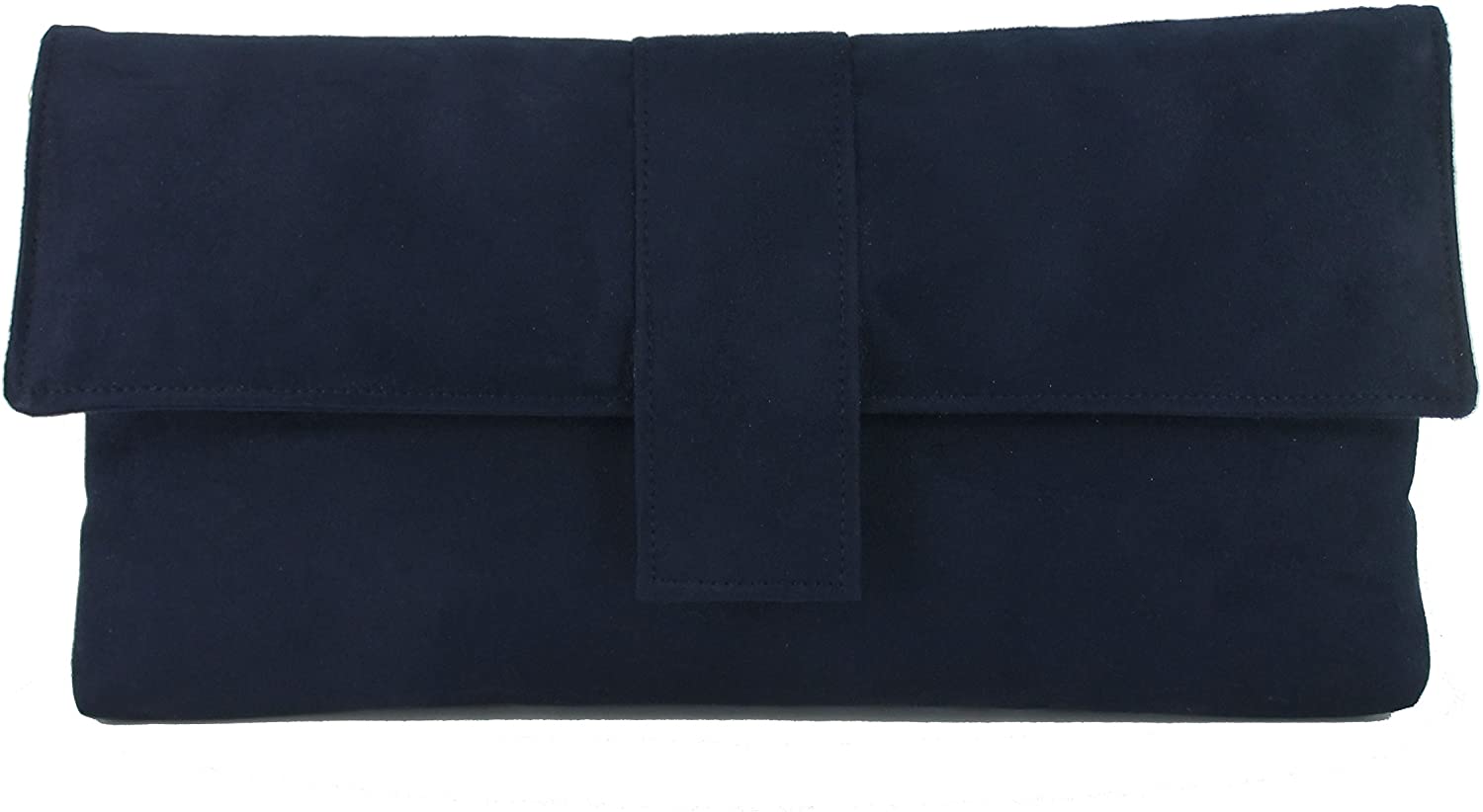 LONI Fab Large Faux Suede Clutch Shoulder Bag, Dark Navy Blue