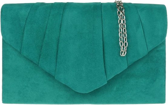 Girly HandBags Faux Suede Clutch Bag Pleated Design Evening Party Womens