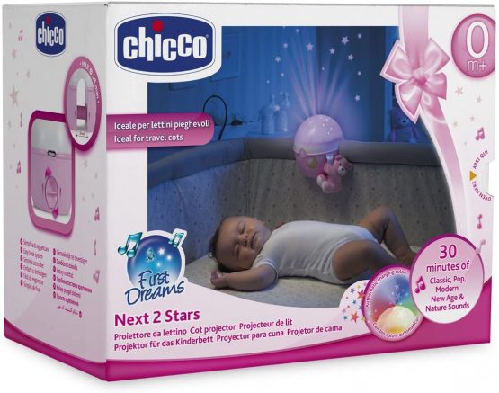 Chicco Next2Stars Baby Night Light with Plush Toy - Star Light Projector for Cots and Cribs, with Sound Sensor, 3 Light Effects and Music - 0+ Months, Pink - Image 4