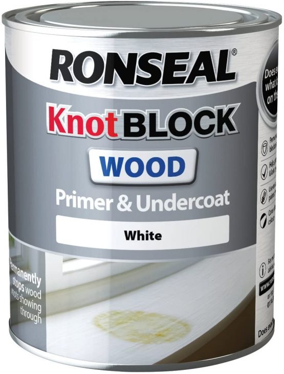 Ronseal Knot Block Wood Primer and Undercoat White 750ml