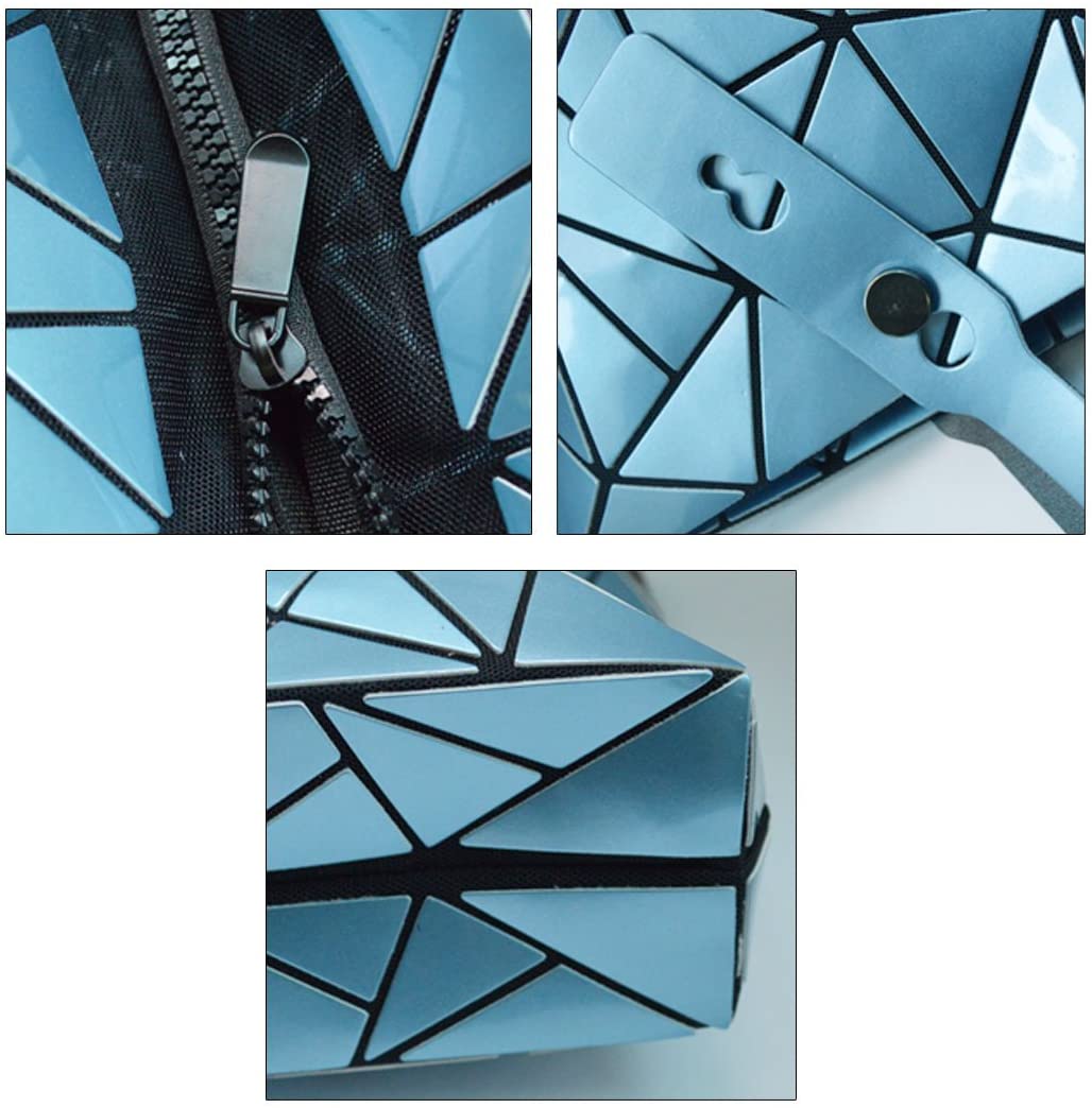 LA HAUTE Women Fashion PU Tote Bags Rhombus Pattern Shoulder Bags Top Handle Bags,Blue - Image 4