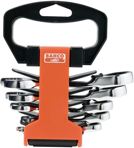 Bahco 10RM/SH6 IR10RM/SH6 Ratcheting Combination Stubby Spanner Set, Multi-Colour