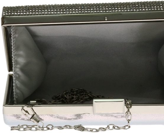 Girly HandBags Satin Hard Case Clutch Bag Encrusted Evening Party Wedding Handbag - Image 2