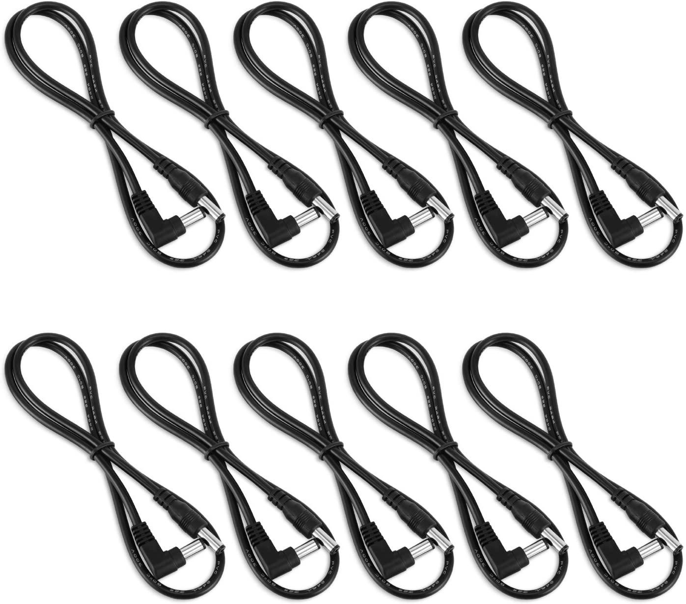 Donner 60CM Guitar Pedal Power Cable 10-Pack, black