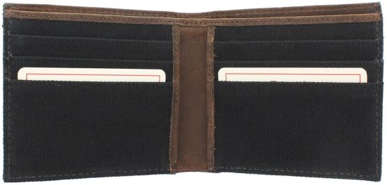 CACTUS Bi-Fold Canvas Wallet with Leather Trim and RFID Protection 182_81 Black - Image 2