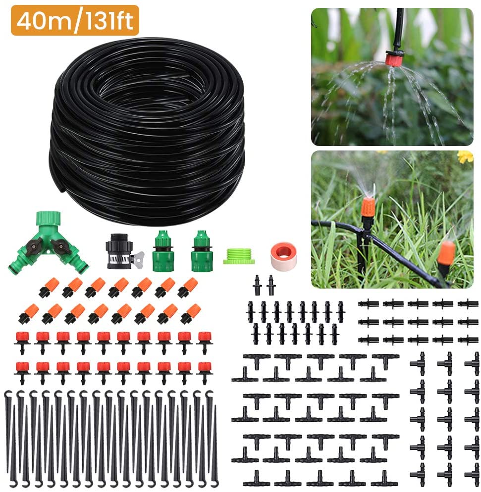 Pathonor 40m/131ft Drip Irrigation System Garden Watering Kits ...