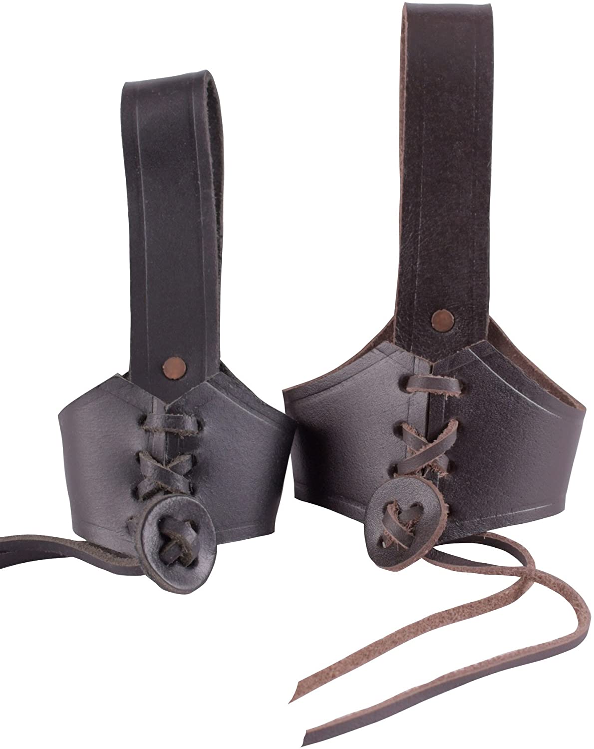 Drinking Horn Holder Belt Attachment Made from Leather for Drinking From 0.4 L - Medieval Viking Black Larp