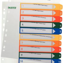 Leitz 12940000 A4 1-12 Index, PC-Printable, Heavy Duty Plastic, White/Multicolour