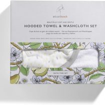 Storksak Hooded Towel and Wash Cloth, Raindot Print
