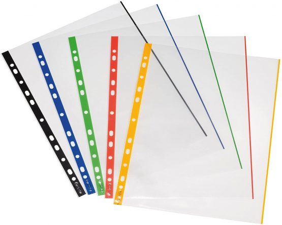 Herlitz 10914422 Document Wallet A4, Polypropylene, Transparent with Coloured Edge, Pack of 10