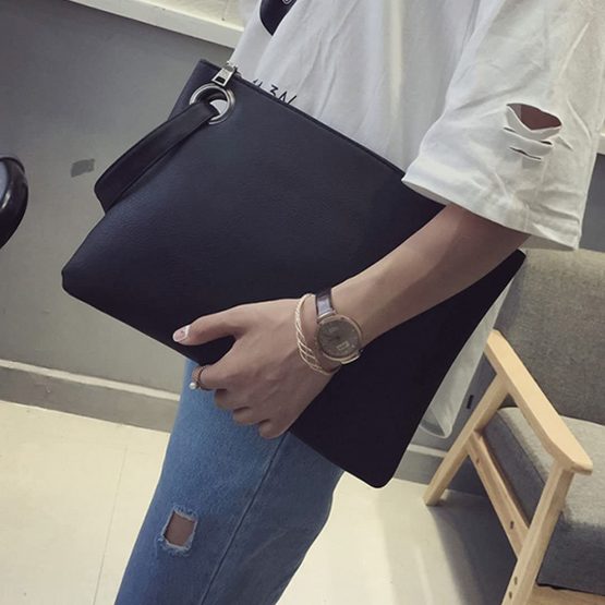 LA HAUTE Women PU Leather Clutch Bags Envelope Handbags Large Evening Party Wristlets Purse - Image 4