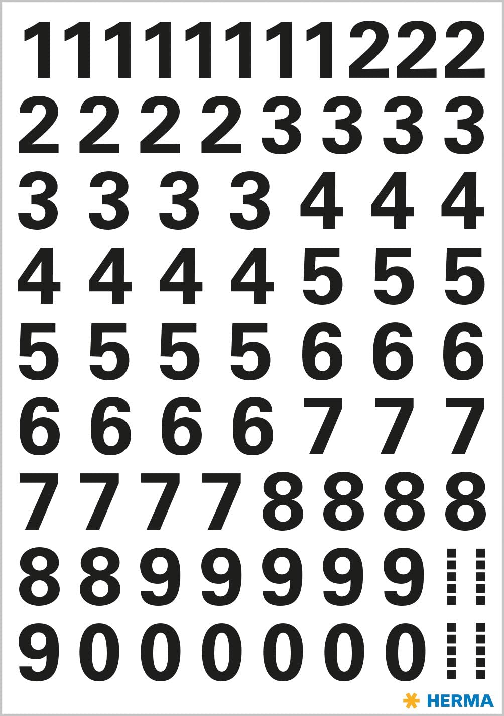 HERMA Numbers Stickers Black 0-9, 71 Pieces, Font Size 10 mm, self-Adhesive, Weatherproof, Small - Image 2