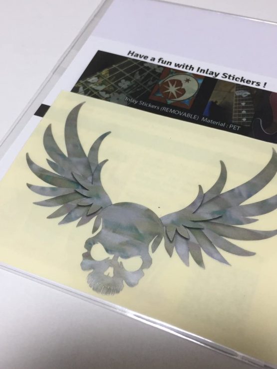 Inlay Sticker for Guitars & Bass - Winged Skull - White Pearl B-137WS-WT - Image 3