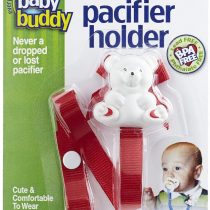 Baby Buddy Pacifier Holder Clip - Cute Fashionable Bear Clips onto Baby’s Shirt, Snaps to Paci, Teether, Toy - for Babies 4+ Months - Pacifier Clip for Toddlers Boys & Girls, Red, 1 Count
