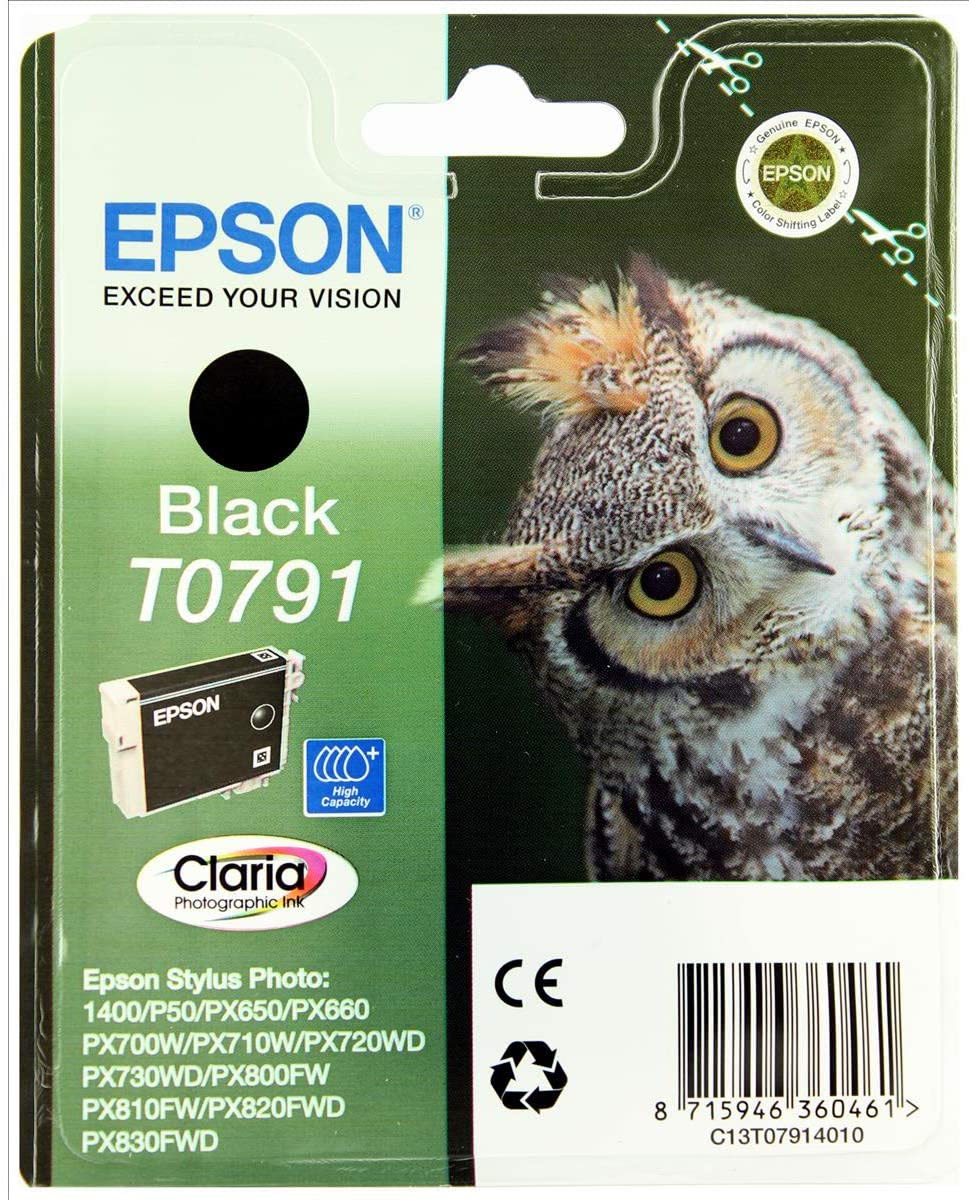 Epson Original T0791 Ink Cartrdge for Stylus Photo 1400 (Owl), Black, Genuine