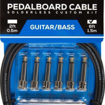 BOSS Bck-6 Solderless Pedalboard Cable Kit – 6 Foot Cable + 6 Right-Angle/Straight 1/4" Plug Connectors To Make 3 Custom Cables