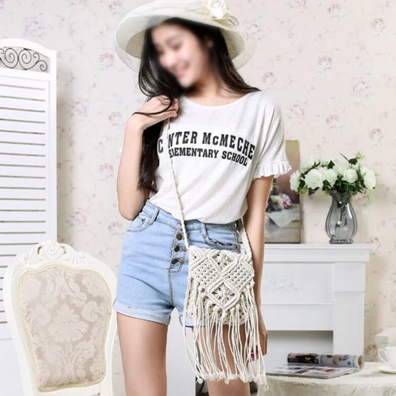 Millya Fringe Tassel Crossbody Shoulder Bag Straw Woven Handmade Boho Beach Travel Handbag for Women - Image 2