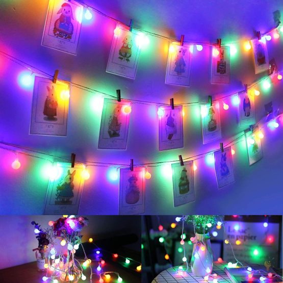 Globe Fairy Lights -[Remote & Timer] Afufu 33ft/13M 100 LEDs Coloured String Lights with Mains Powered, RGB IP65 Waterproof 8 Modes Balls Lights Decorative for Garden Patio Party Wedding, Extendable - Image 2