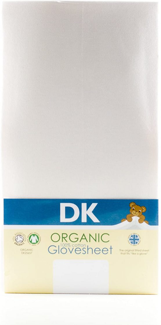 DK Glovesheets 100% Organic Cotton Large Fitted Moses Basket Sheet (White, up to 78x33cm)