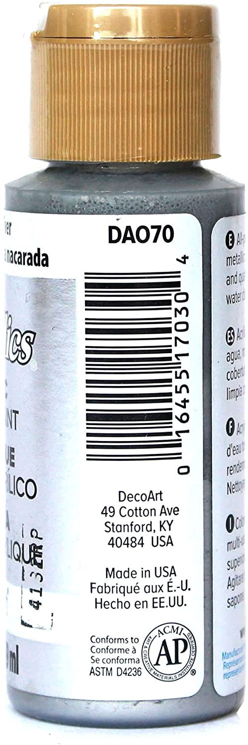 DecoArt Americana Acrylic Metallic Paint, Shimmering Silver, 59 ml (Pack of 1) - Image 2