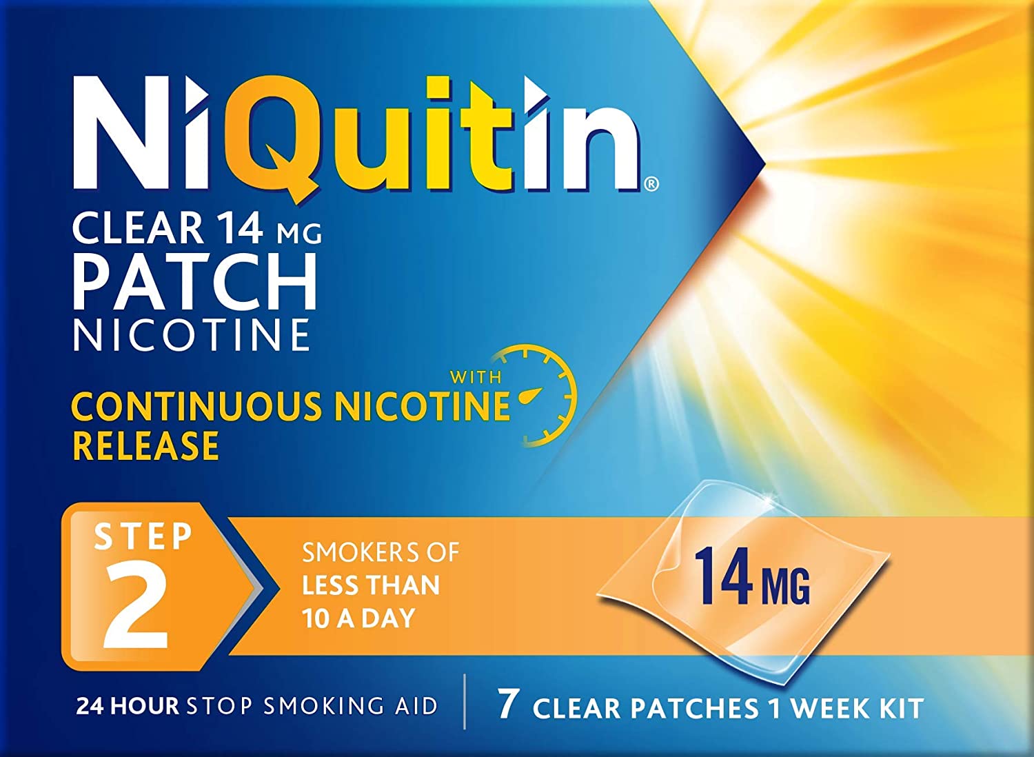 NiQuitin 14mg Clear Patch - Stop Smoking Aid Programme - Step 2 - 7 Clear patches, 7 Days Treatment - Image 3