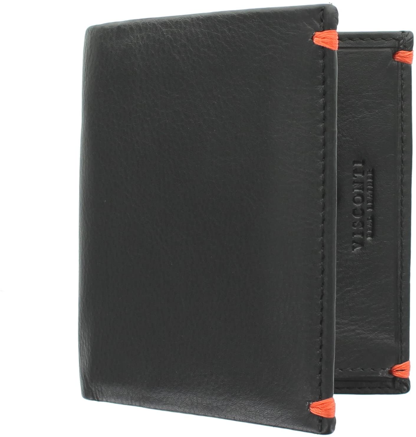 VISCONTI Alpine Collection BRIG Slim Leather Wallet RFID Blocking AP61 Black/Orange