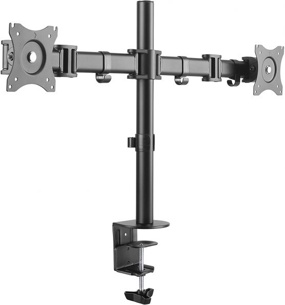 Newstar NM-D135DBLACK Full Motion Dual Desk Mount (clamp & grommet) for two 10-27" Monitor Screens, Height Adjustable - Black - Image 3
