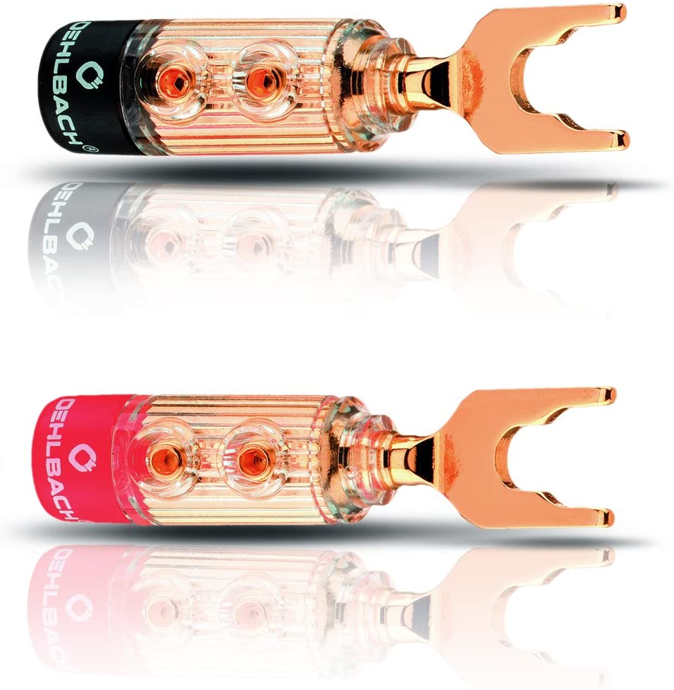 Oehlbach XXL Fusion Lug High-End Cable Lug Connector for Cables up to 6 mm² Full Metal Connectors Red/Black Marking Pack of 4 Gold
