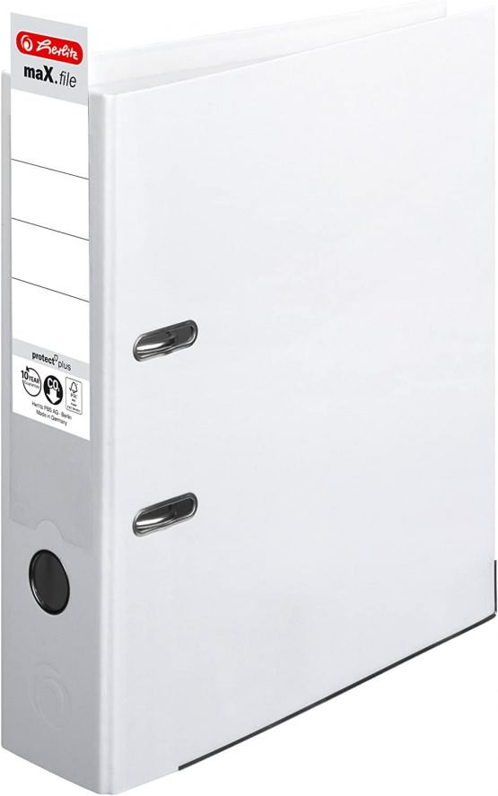 Herlitz ChromoColour Lever Arch File Polypropylene Spine 80mm A4 White Ref 10834364 - Image 2
