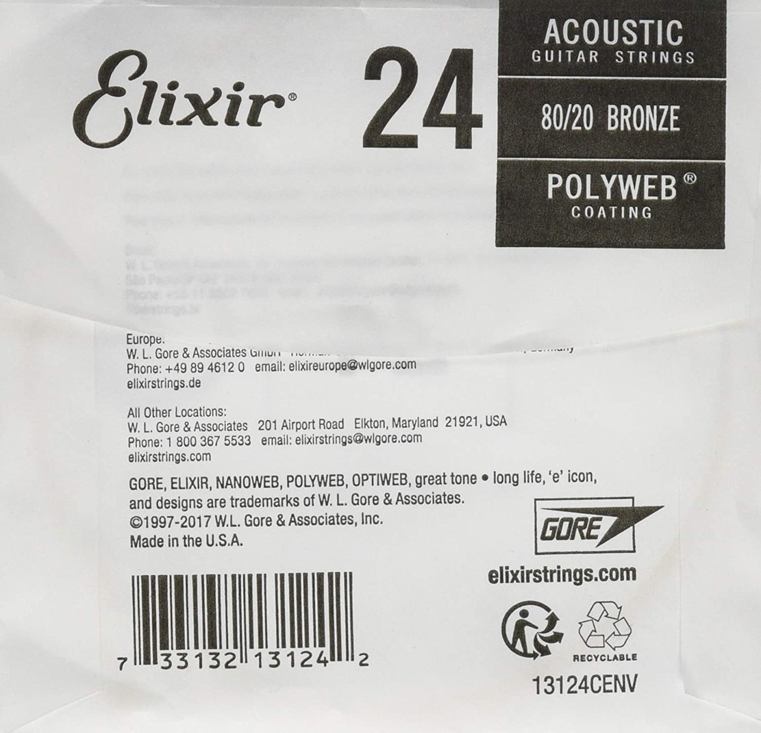 Elixir 13124 Strings Acoustic Guitar String Polyweb Coating .024 - Image 2