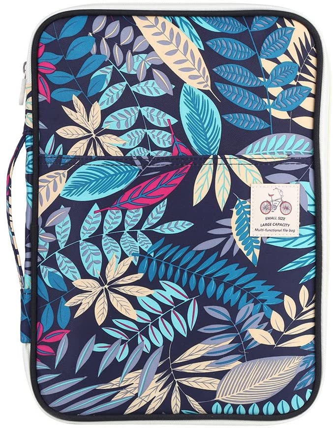Multi-functional A4 Document Bag, Portfolio Organizer Case Zippered, Oxford Waterproof Document Bag, Navy Blue