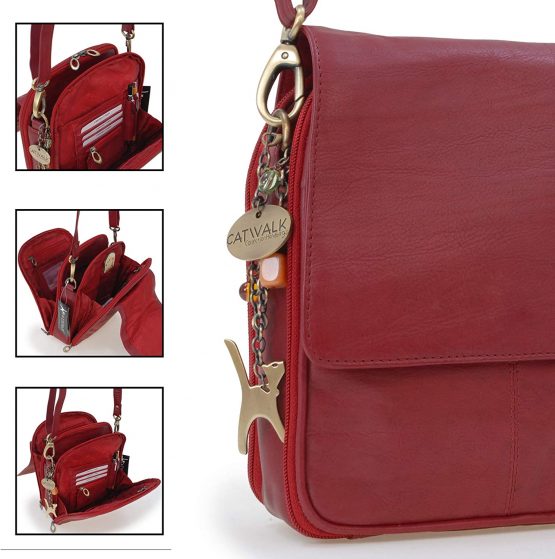 Catwalk Collection Handbags - Women's Leather Cross Body Shoulder Bag - Organiser Messenger with Long Adjustable Strap - METRO - Image 3