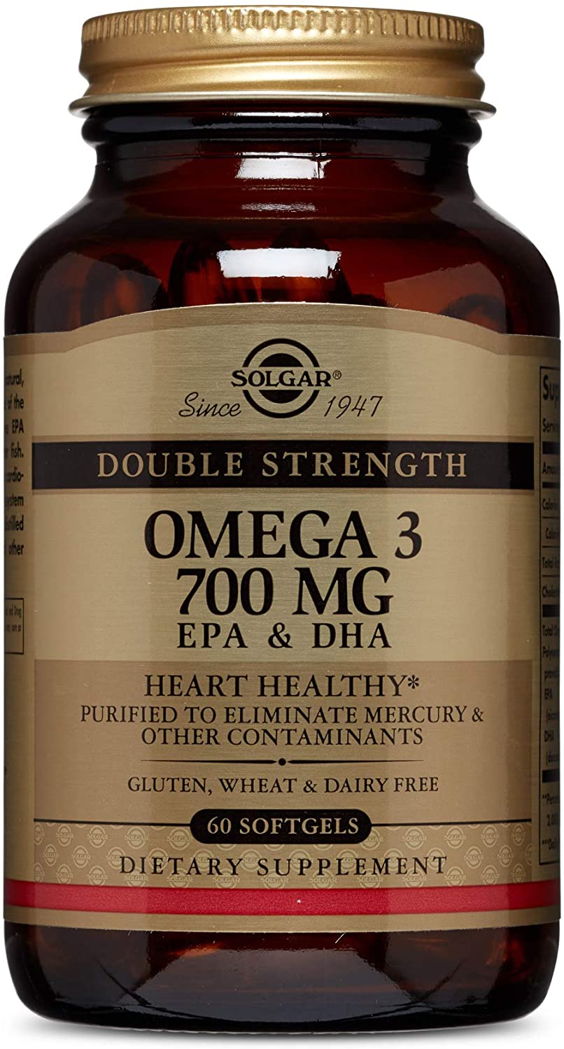 Solgar Omega-3 Double Strength Softgels, Pack of 60, for a Healthy Heart Brain and Vision